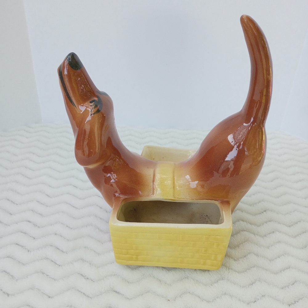 Vintage dachshund doxie Weiner dog planter pot succulent garden